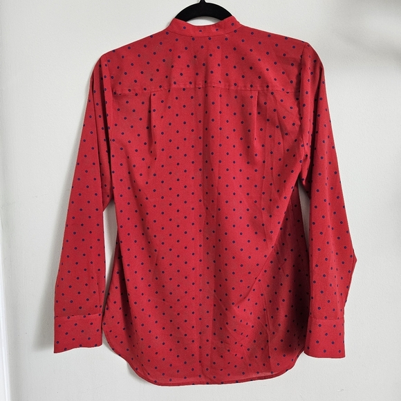 J. Crew Women's Red and Blue Polka Dot Pleated Front Blouse Size XS - Picture 5 of 8